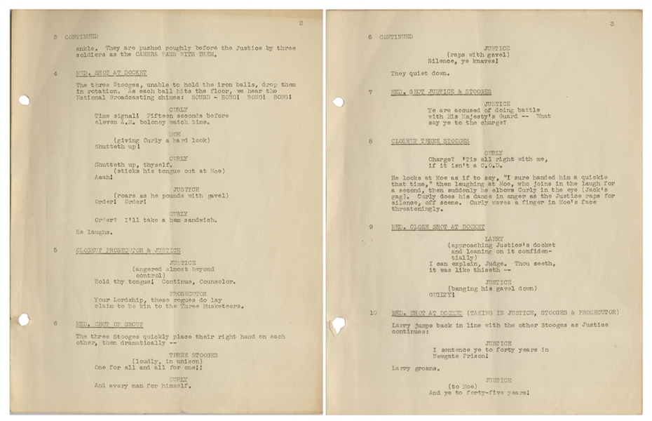Moe Howard's Script for The Three Stooges 1937 Film ''Back to the Woods'' -- With Notations on Back Cover